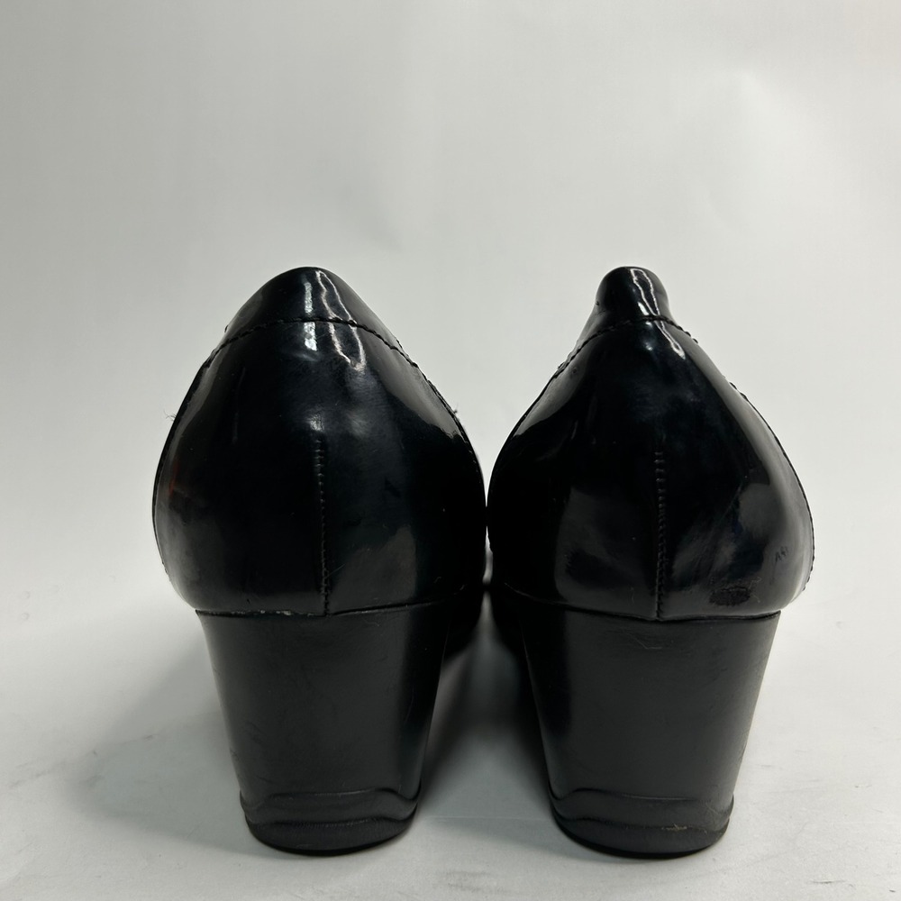 Clarks Bendables Womens Black Textile Patent Wedge Pumps 67116 Size 8.5M Comfort - Picture 5 of 8